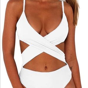 White cut out one piece swimsuit